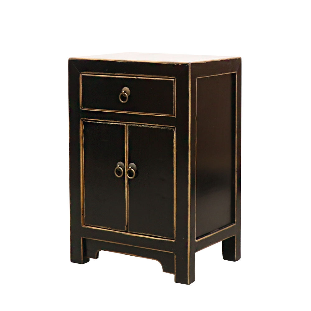 Oriental Painted Bedside - Vintage Black