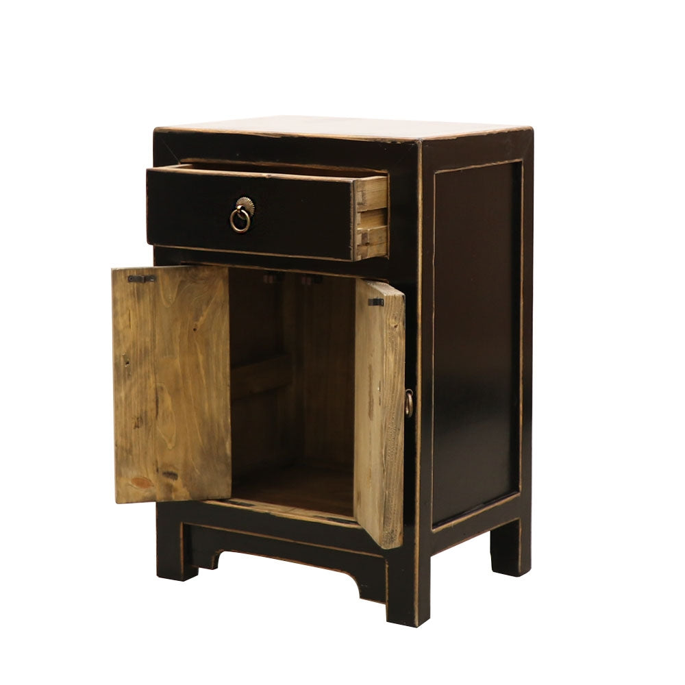 Oriental Painted Bedside - Vintage Black