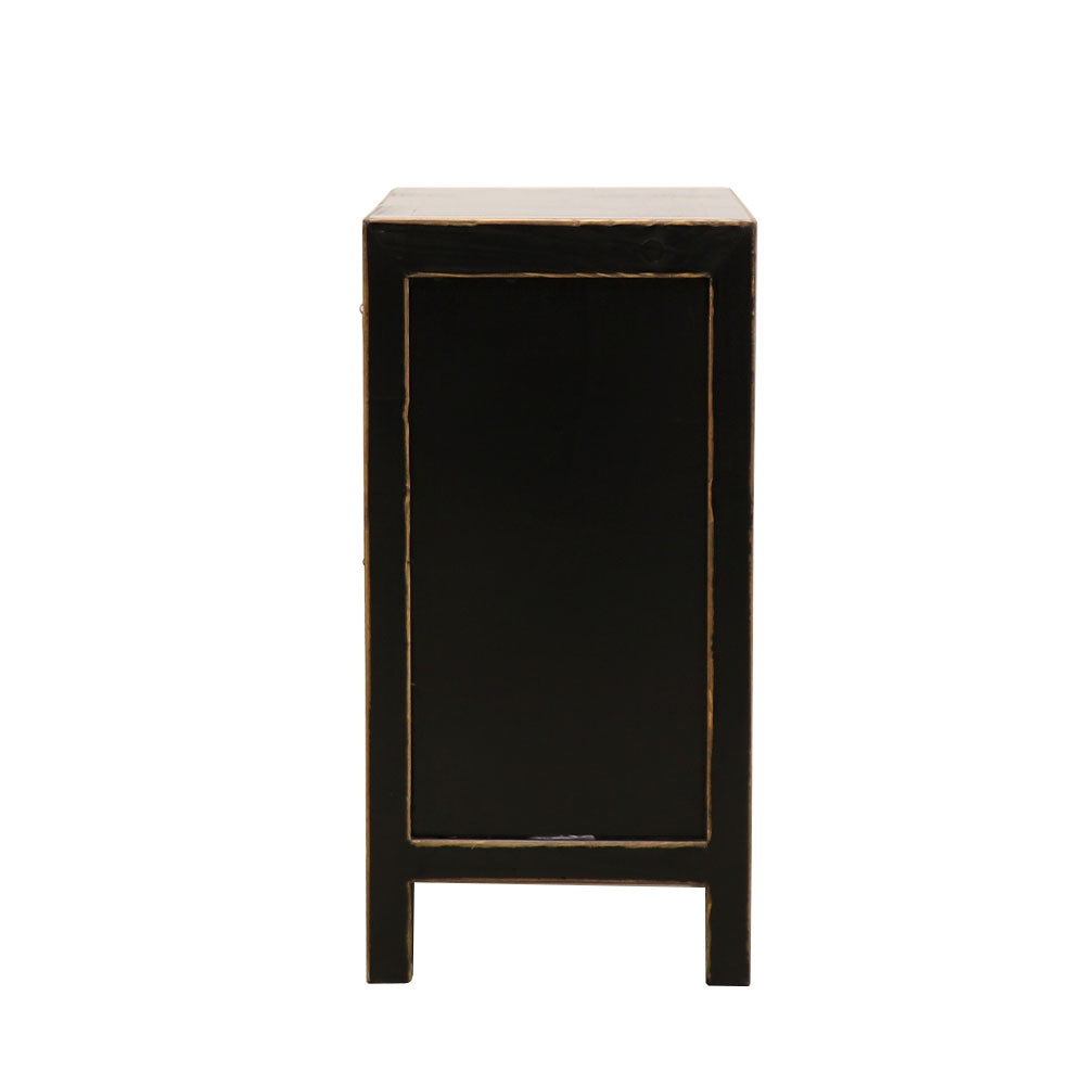 Oriental Painted Bedside - Vintage Black