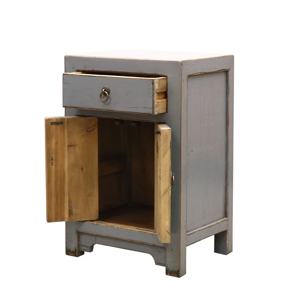 Oriental Painted Bedside - Vintage Grey
