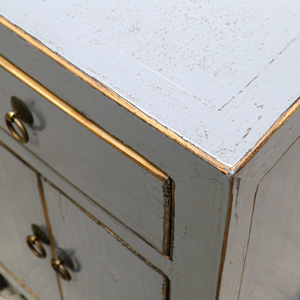 Oriental Painted Bedside - Vintage Grey