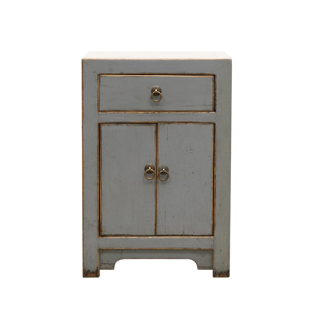 Oriental Painted Bedside - Vintage Grey