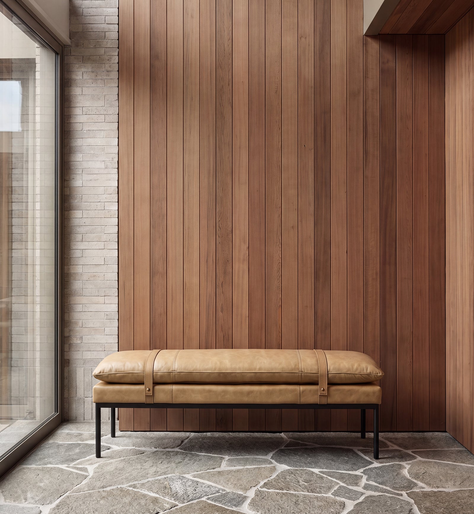 Baxter Leather Ottoman/Bench - Tan