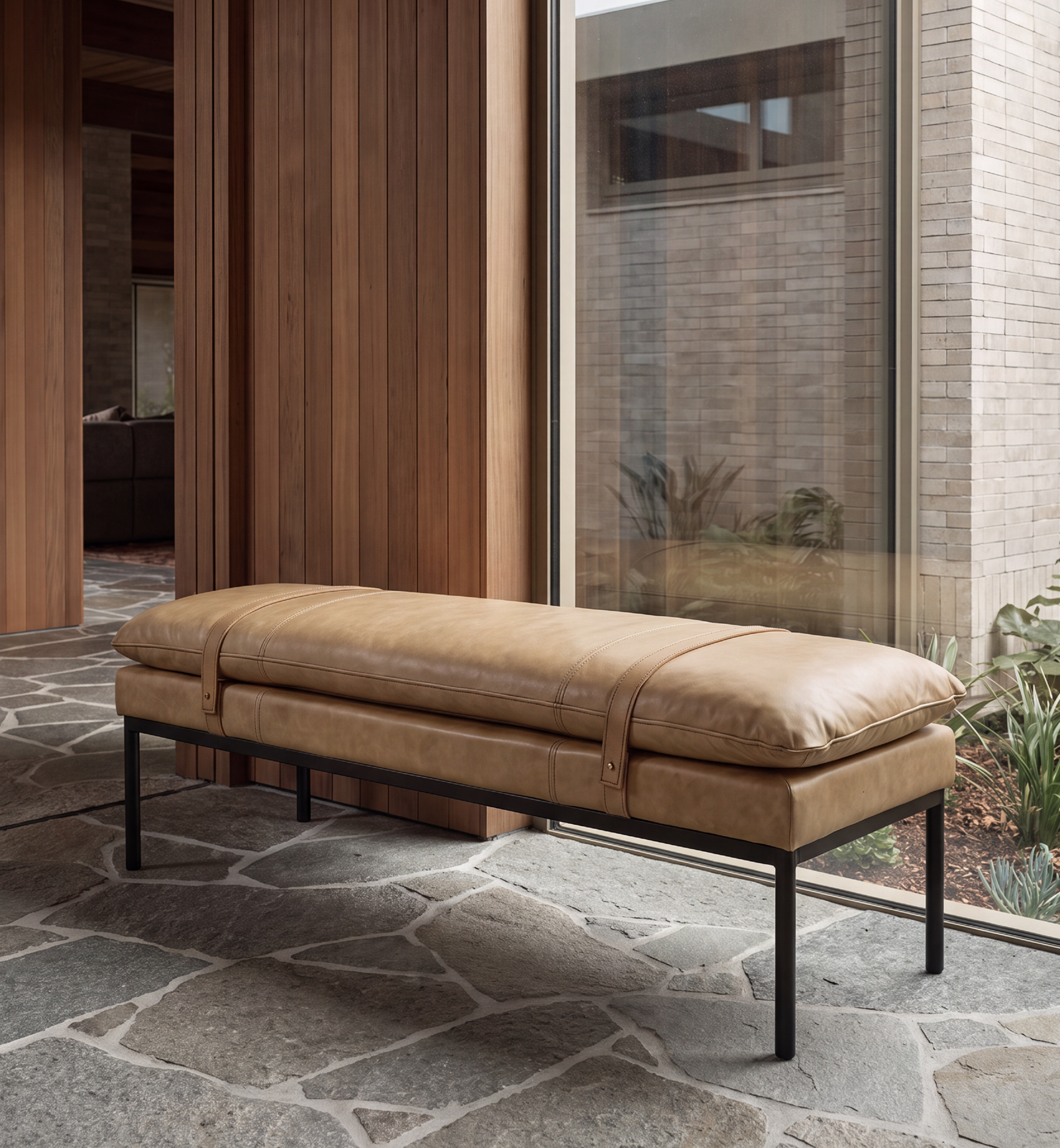 Baxter Leather Ottoman/Bench - Tan