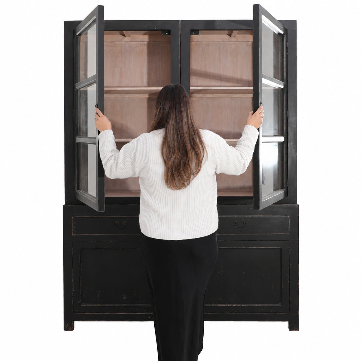 Casa Large Glass Cabinet - Black (LH)