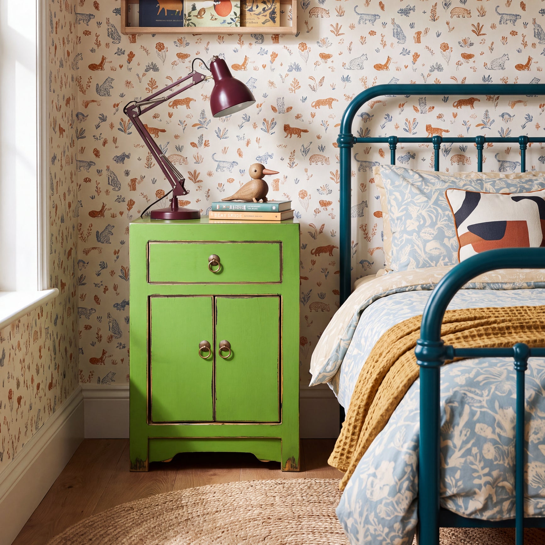 Limited Edition Oriental Painted Bedside - Bright Green