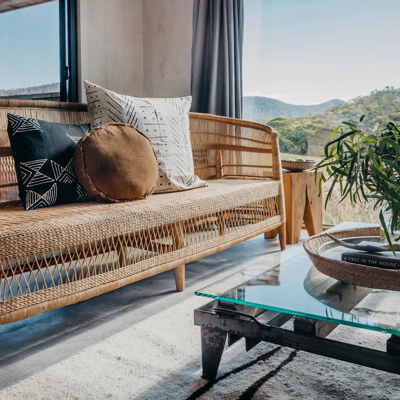 Malawi Cane Lounge Chair 4 Seater - Natural