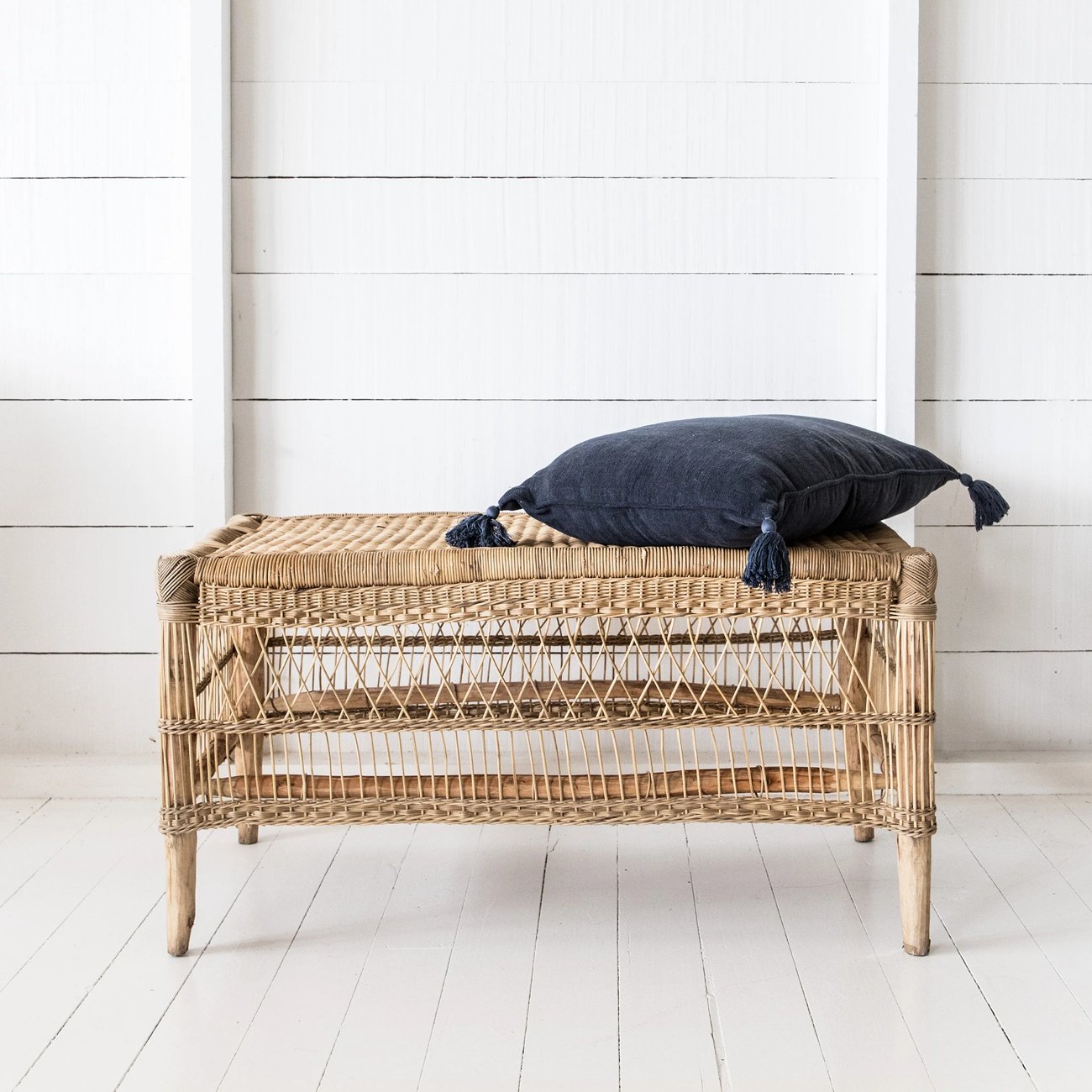 Malawi Cane Fancy Bench/Coffee Table - 100cm - Natural