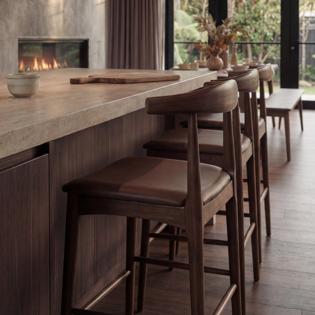 Bowen Barstool - 75cm - Brown Frame / Brown Leather