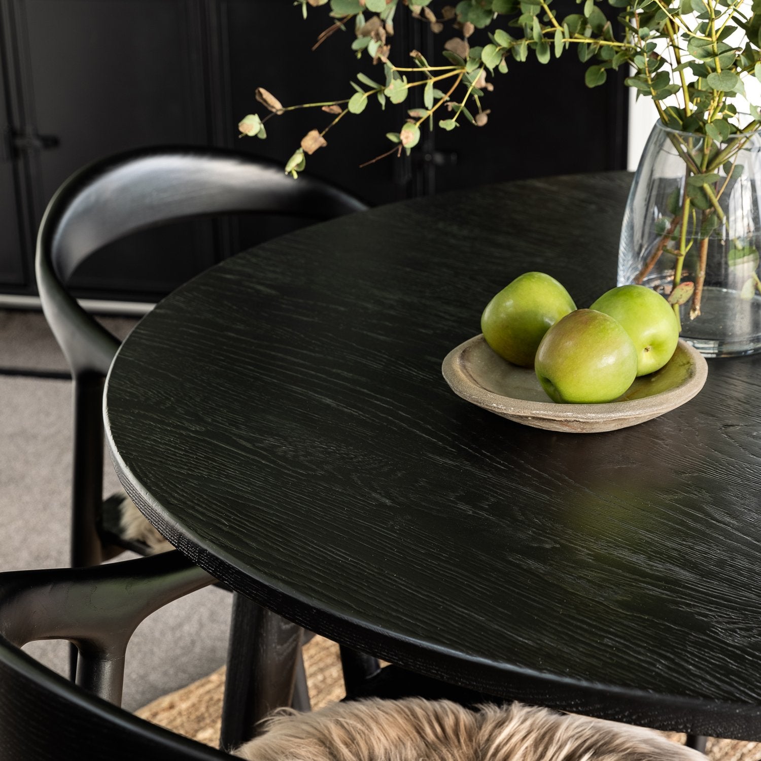 Vaasa Round Oak Dining Table - 120cm - Matte Black