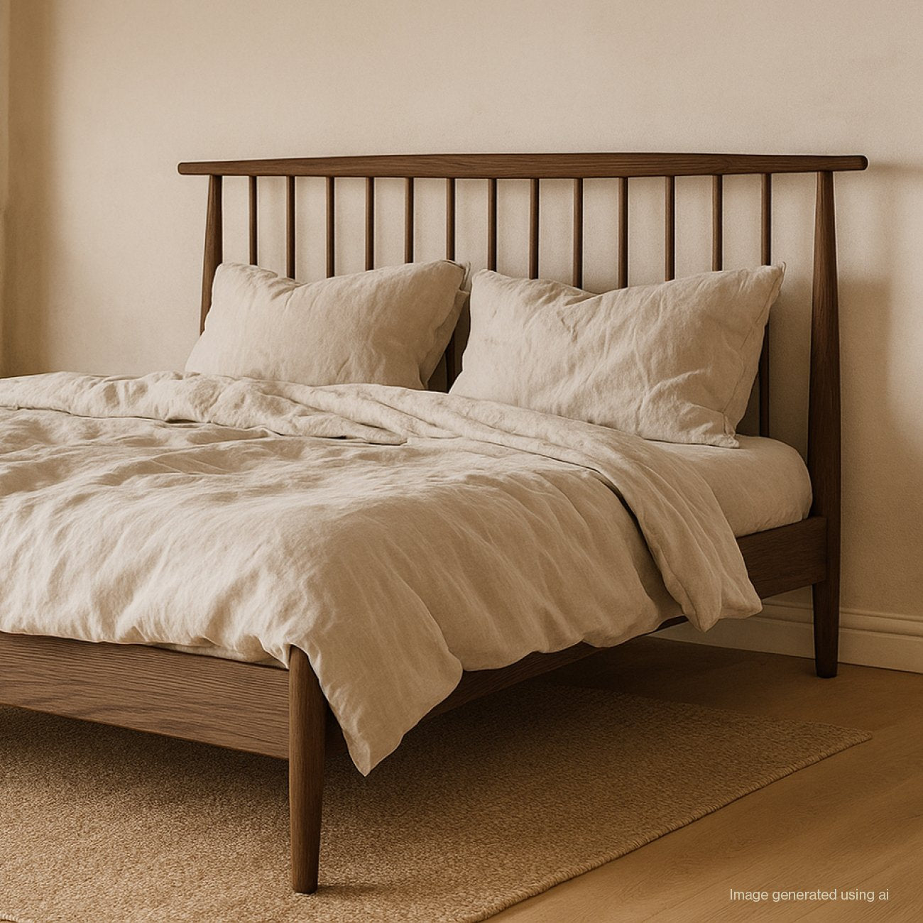 Voss Bed Frame Queen - Solid Oak/Walnut