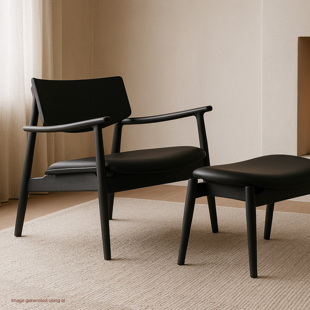 Alta Leisure Chair - Solid Oak/Black with Black Leather