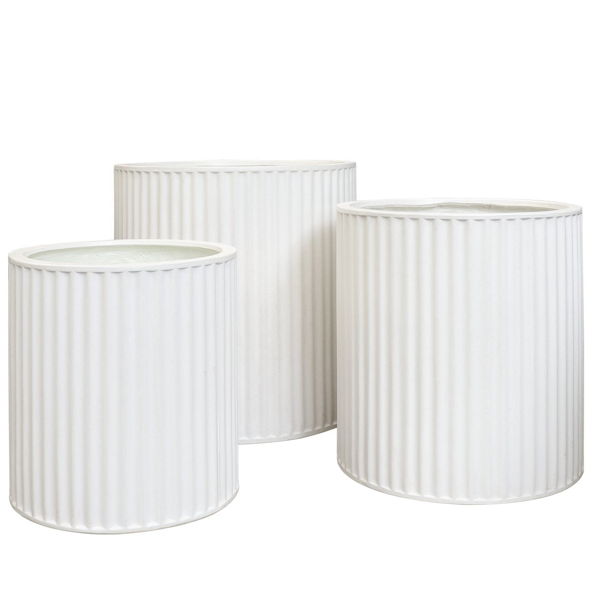 Piako Ribbed Cylinder Planter Small - Chalk