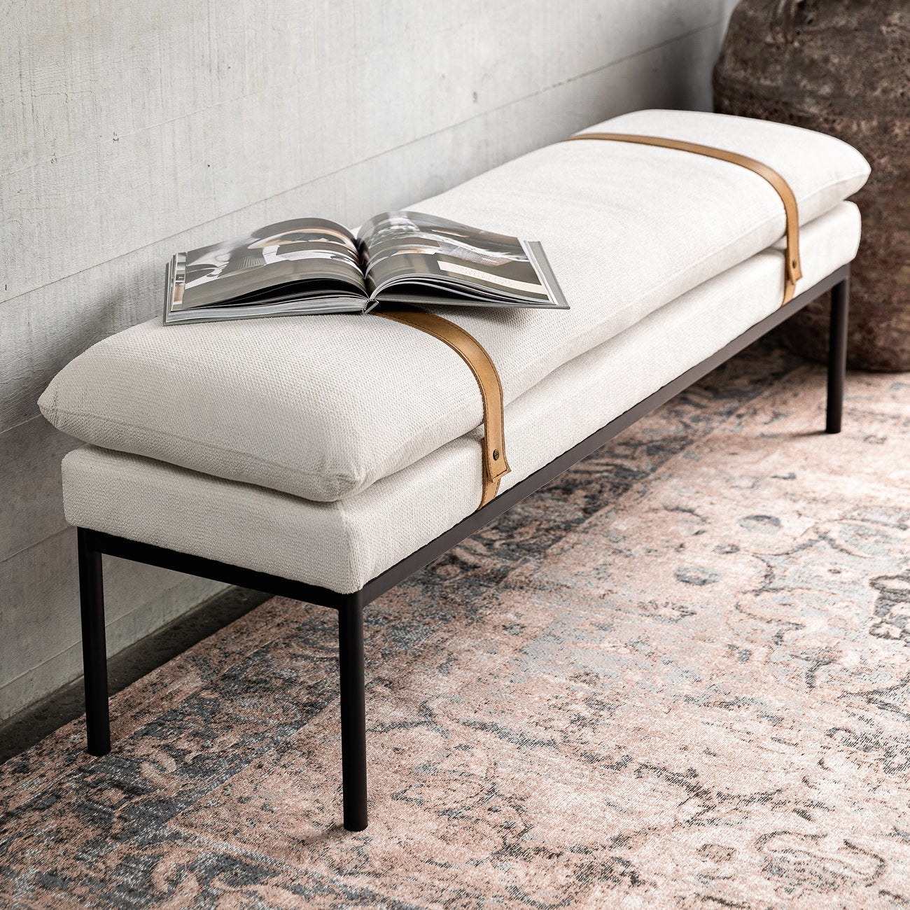 Baxter Fabric Ottoman/Bench - Cream