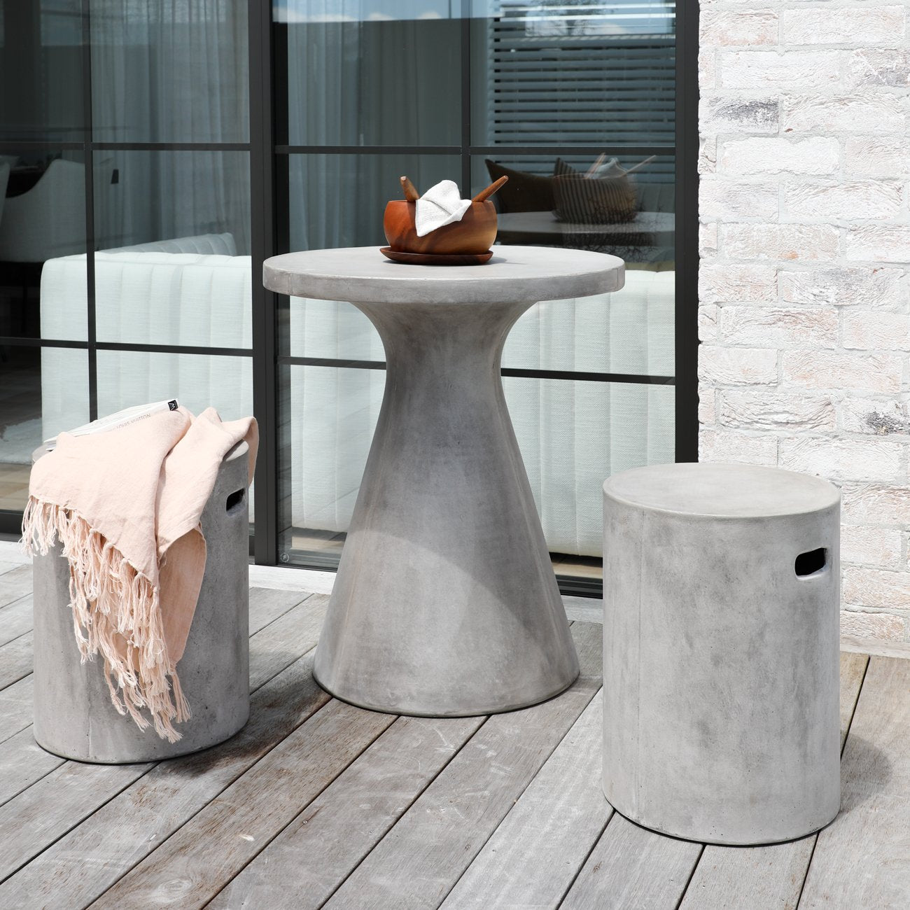 Corfu Concrete Pedestal Dining Table - Grey