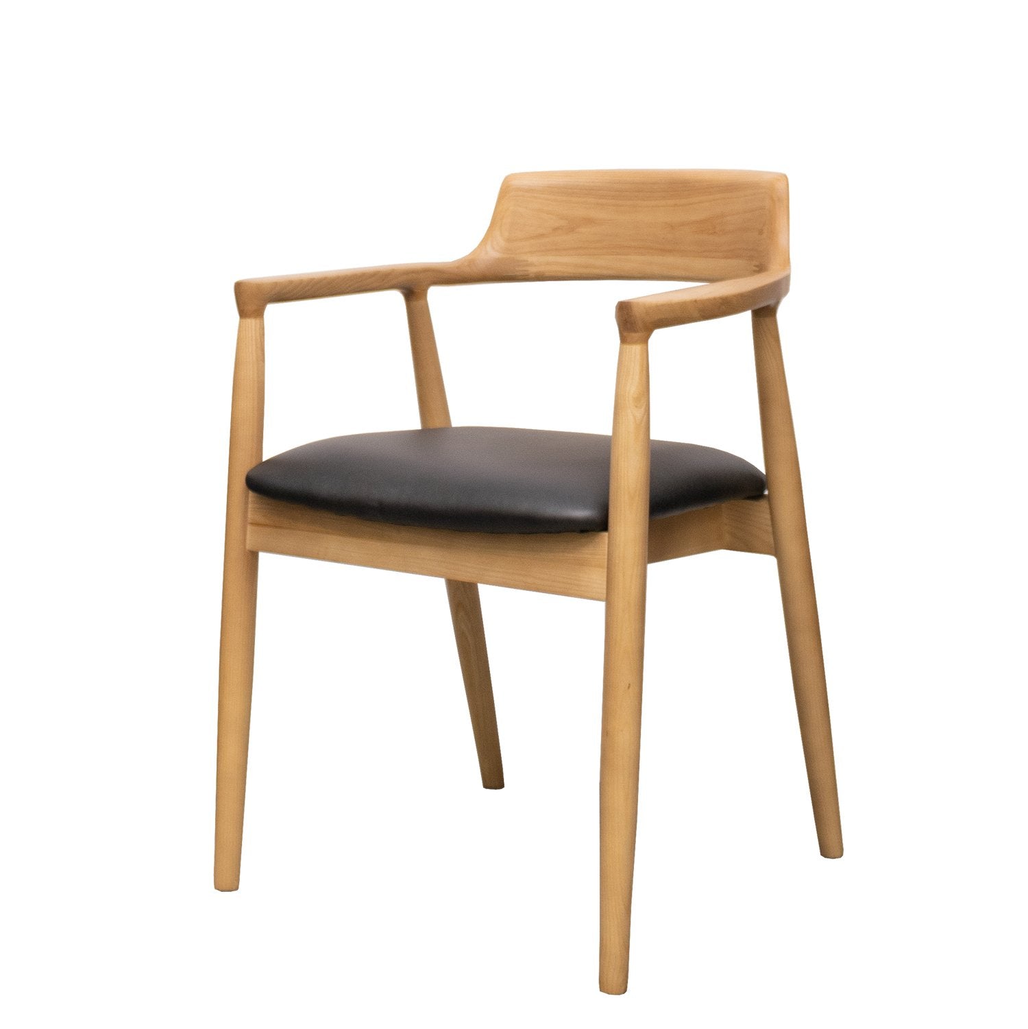 Ealing Dining Chair - Natural Frame/Black Leather