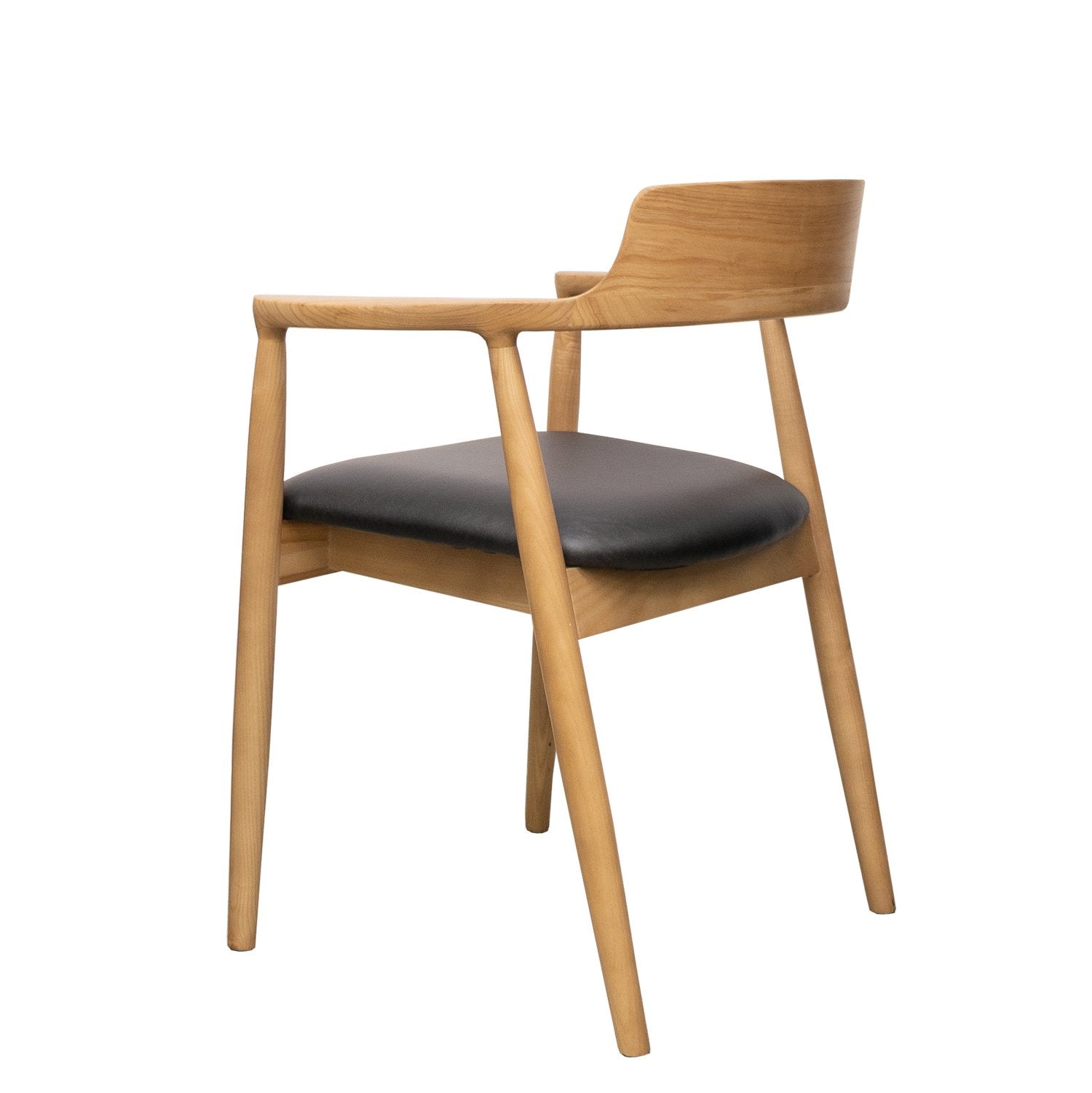 Ealing Dining Chair - Natural Frame/Black Leather