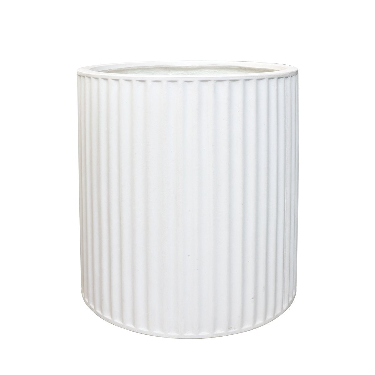 Piako Ribbed Cylinder Planter Medium - Chalk