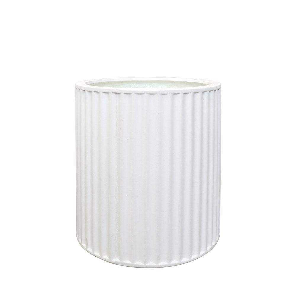 Piako Ribbed Cylinder Planter Small - Chalk