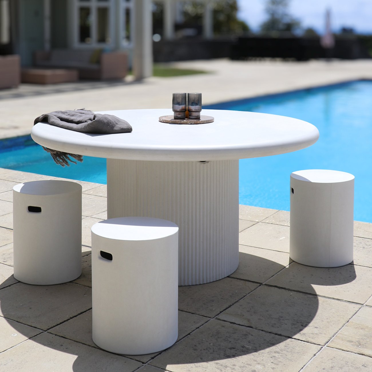 Patras Round Concrete Table - 150cm - Chalk