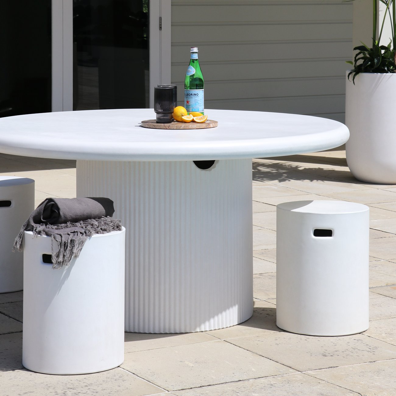 Patras Round Concrete Table - 150cm - Chalk