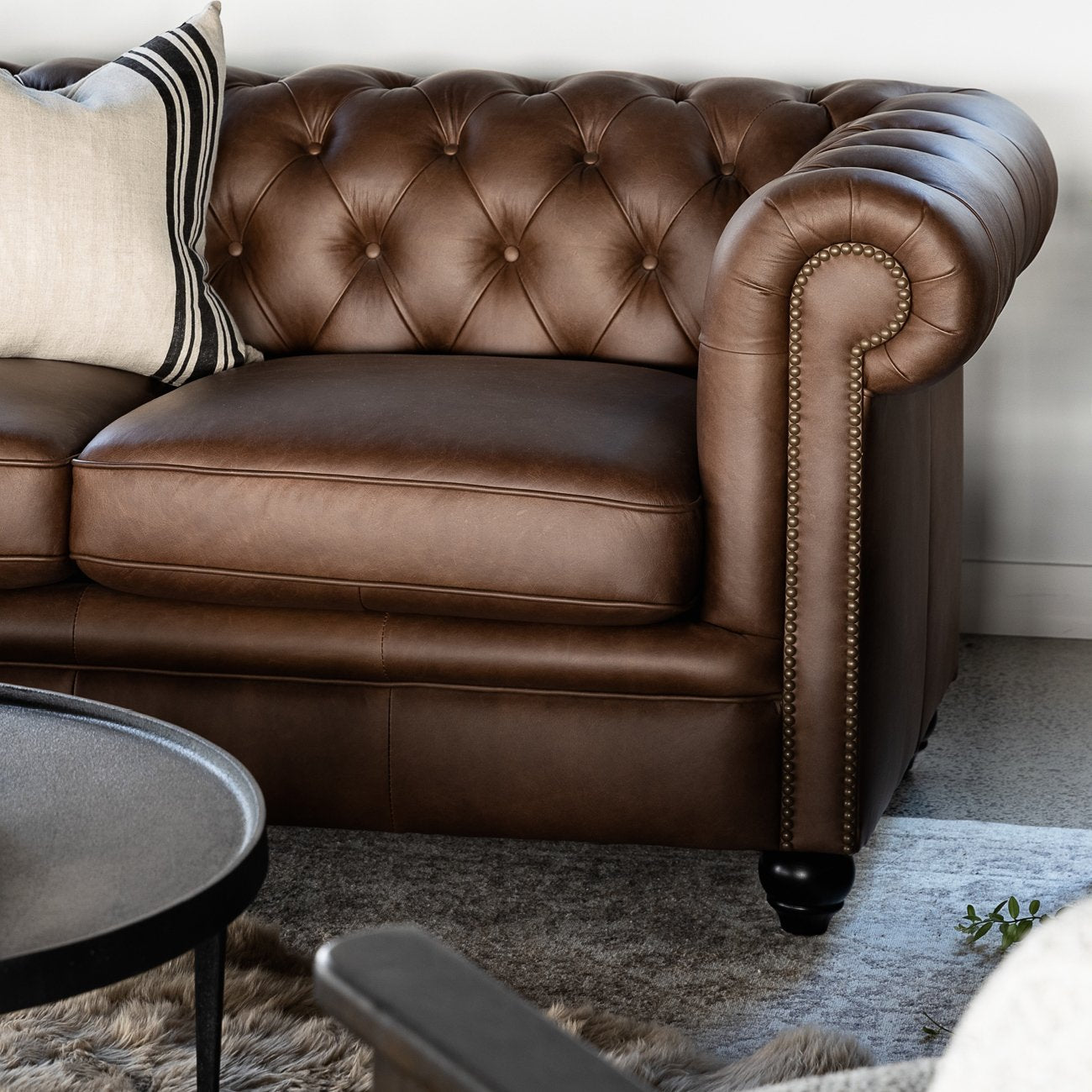 Stanford 2 Seater Chesterfield - Nutmeg Leather