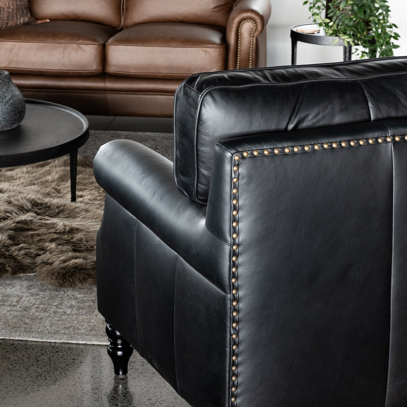 Brunton 3 Seater Sofa - Onyx Leather