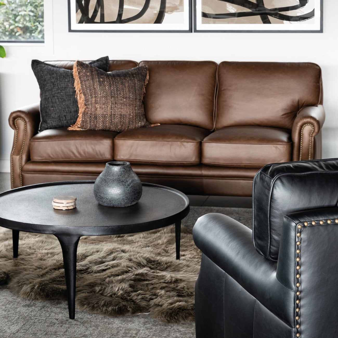 Brunton 3 Seater Sofa - Nutmeg Leather