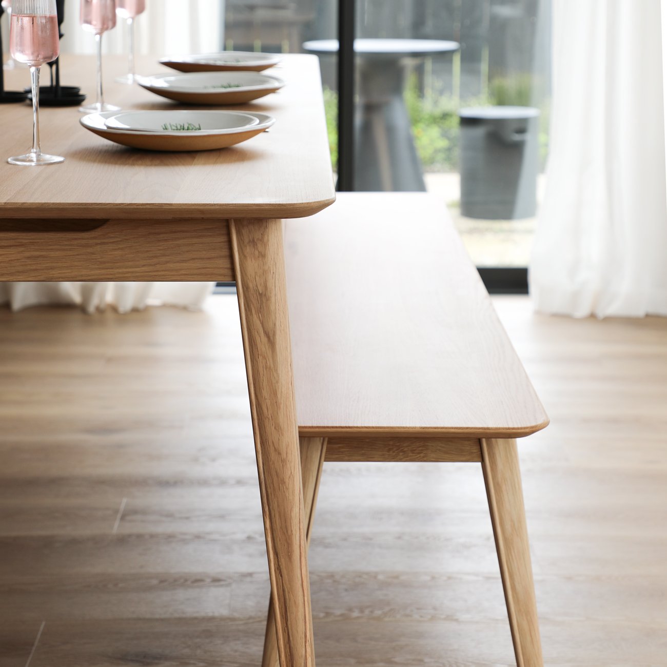 Rokke Bench - 150cm - Solid Oak/Natural