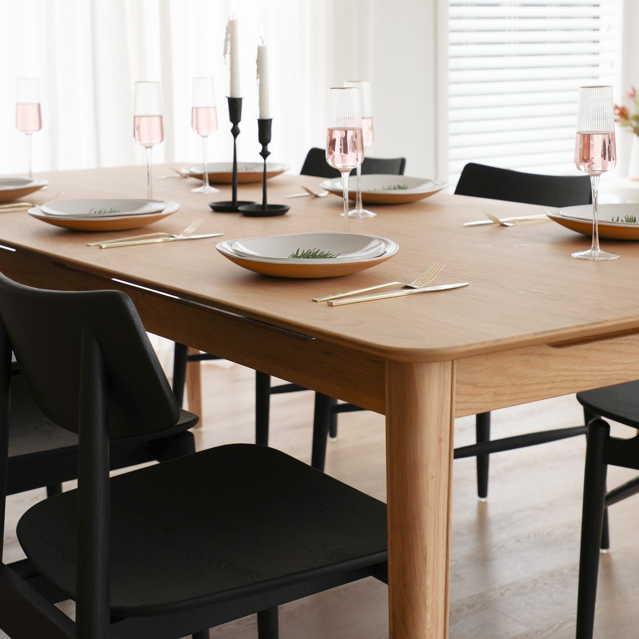 Rokke Dining Table - 220cm - Solid Oak/Natural