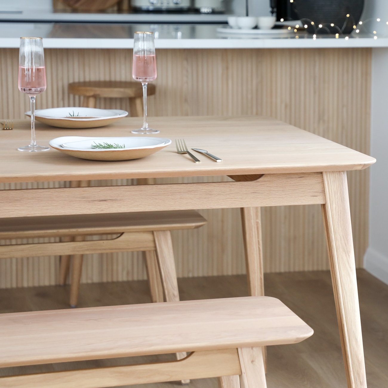 Rokke Bench - 180cm - Solid Oak/Natural