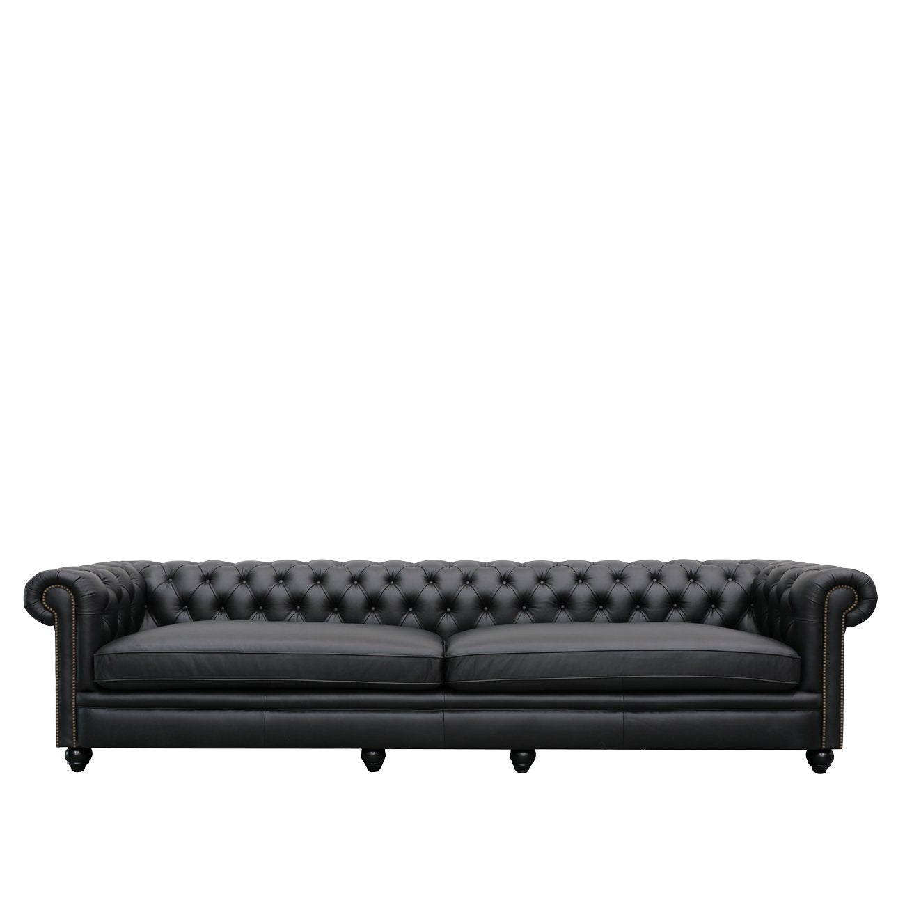 Stanford 4 Seater Chesterfield - Onyx Leather