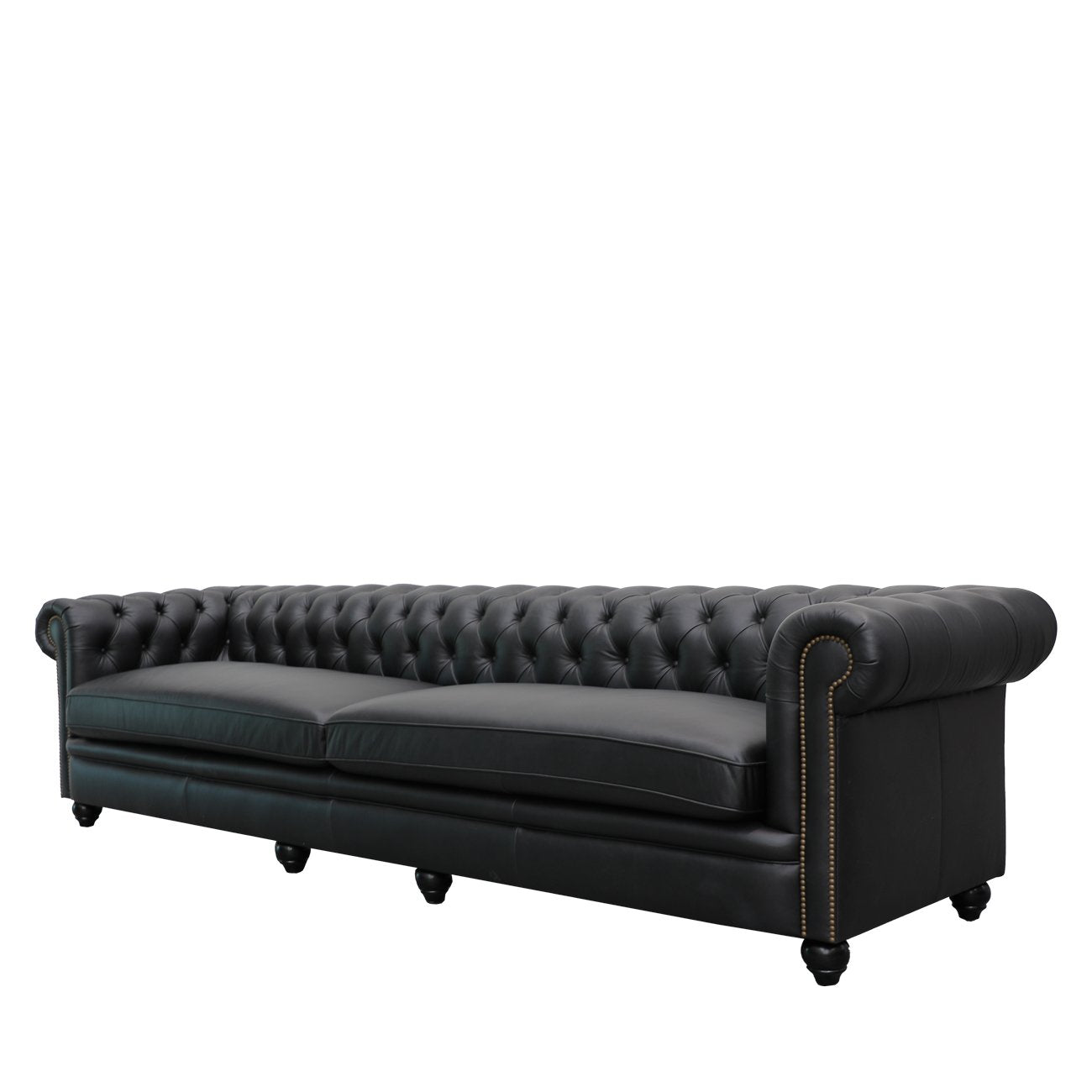 Stanford 4 Seater Chesterfield - Onyx Leather