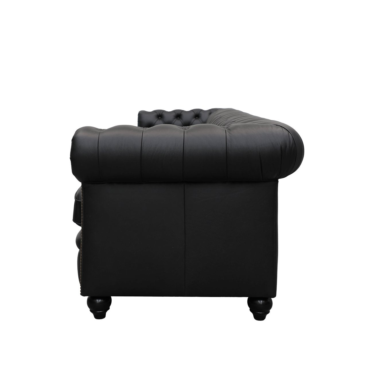 Stanford 4 Seater Chesterfield - Onyx Leather
