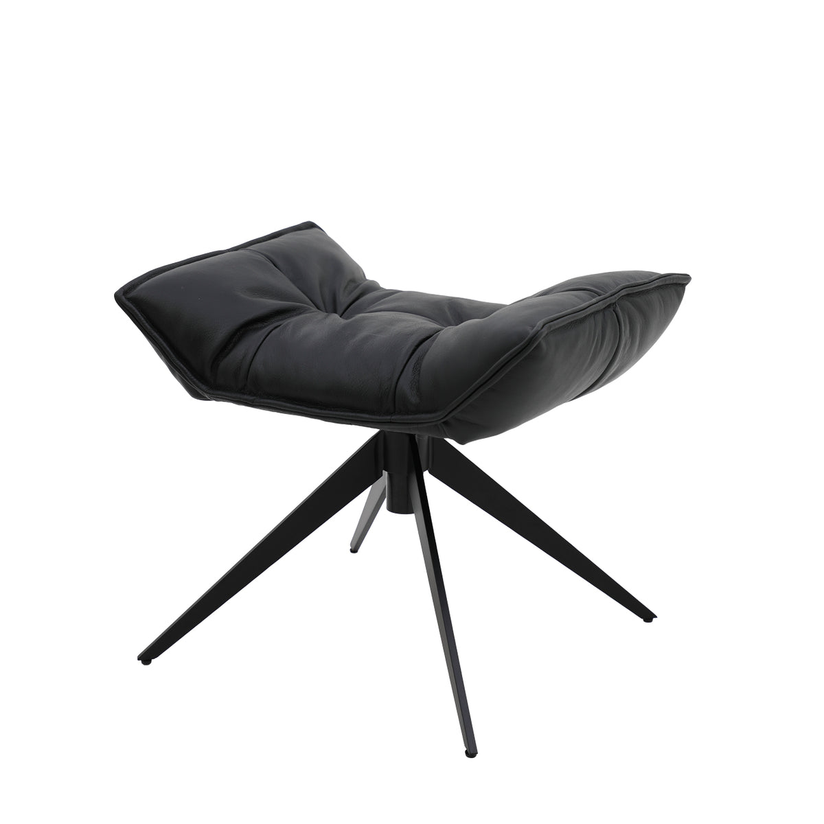 Memphis Swivel Ottoman - Black Leather
