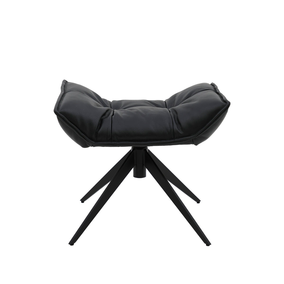 Memphis Swivel Ottoman - Black Leather