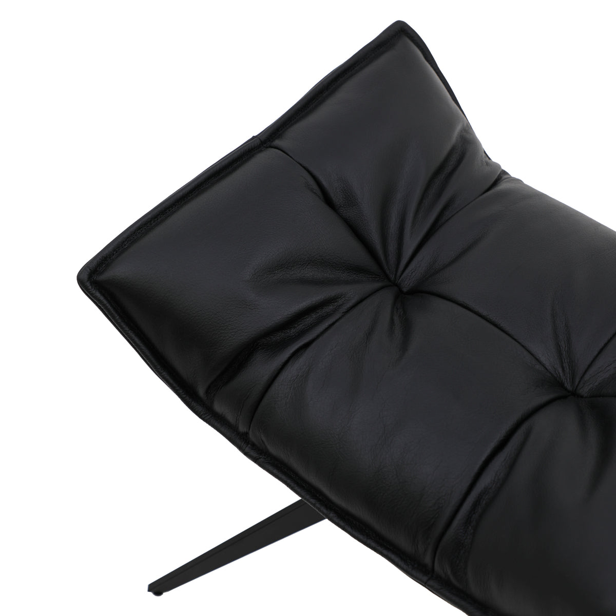 Memphis Swivel Ottoman - Black Leather