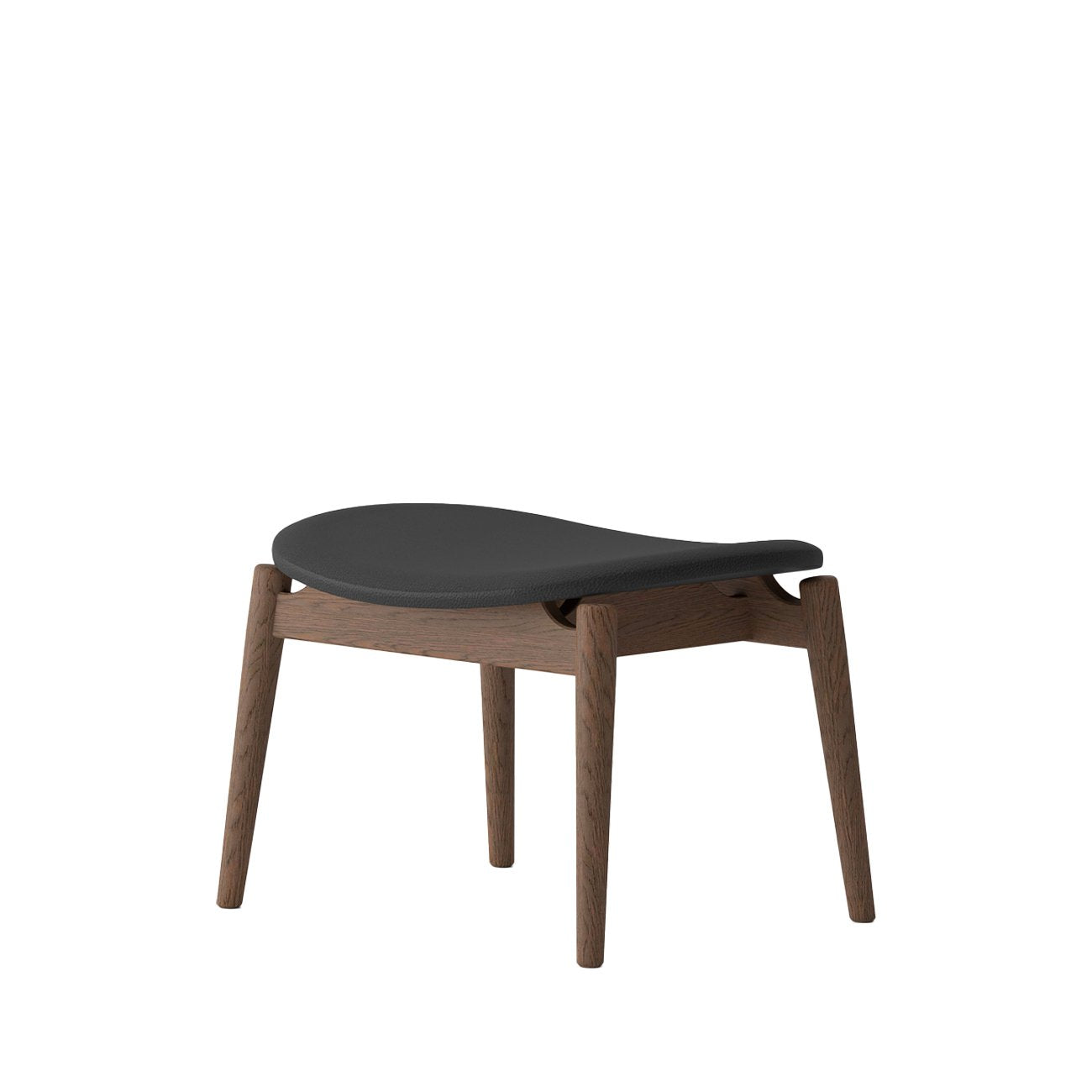 Alta Footstool - Solid Oak/Walnut with Black Leather