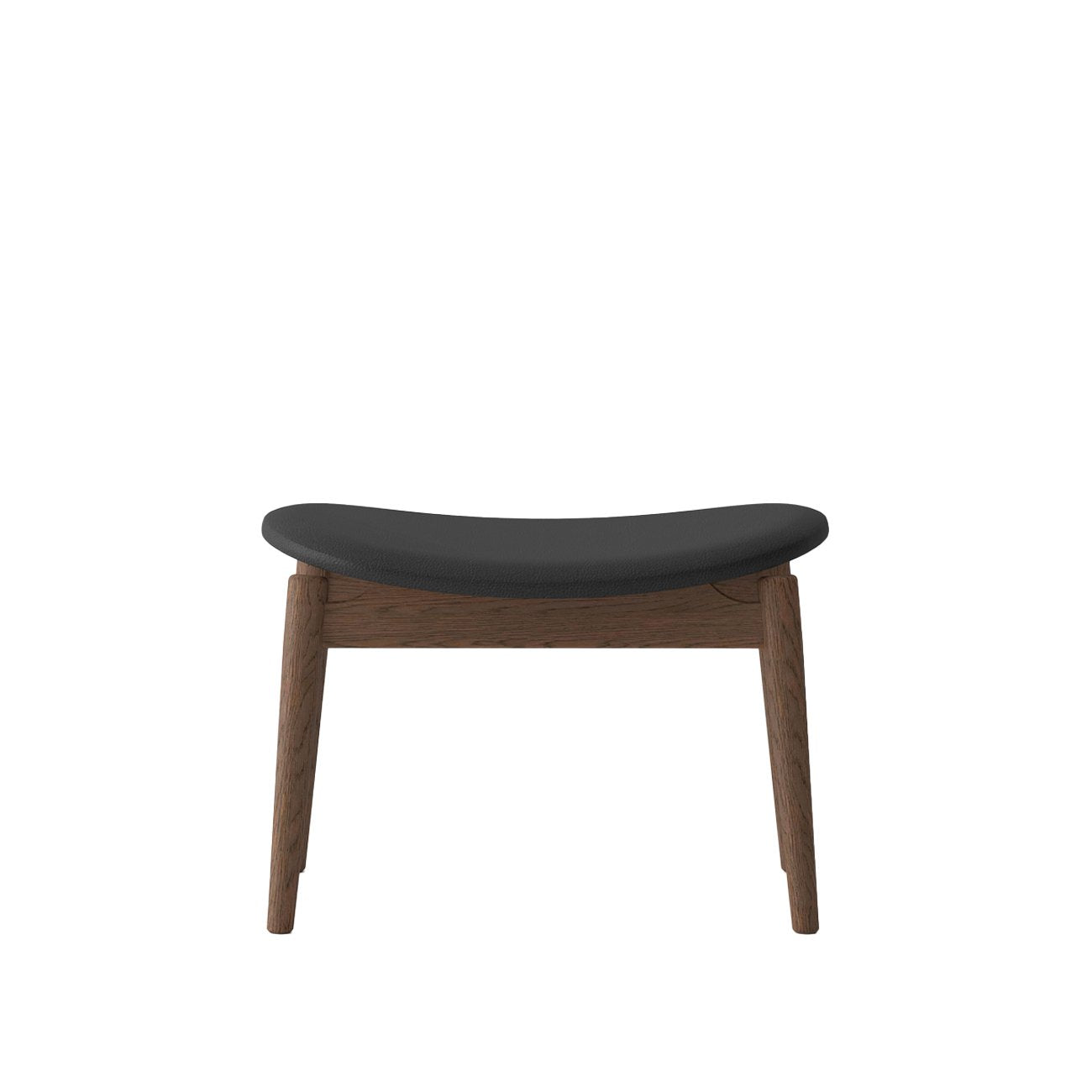 Alta Footstool - Solid Oak/Walnut with Black Leather