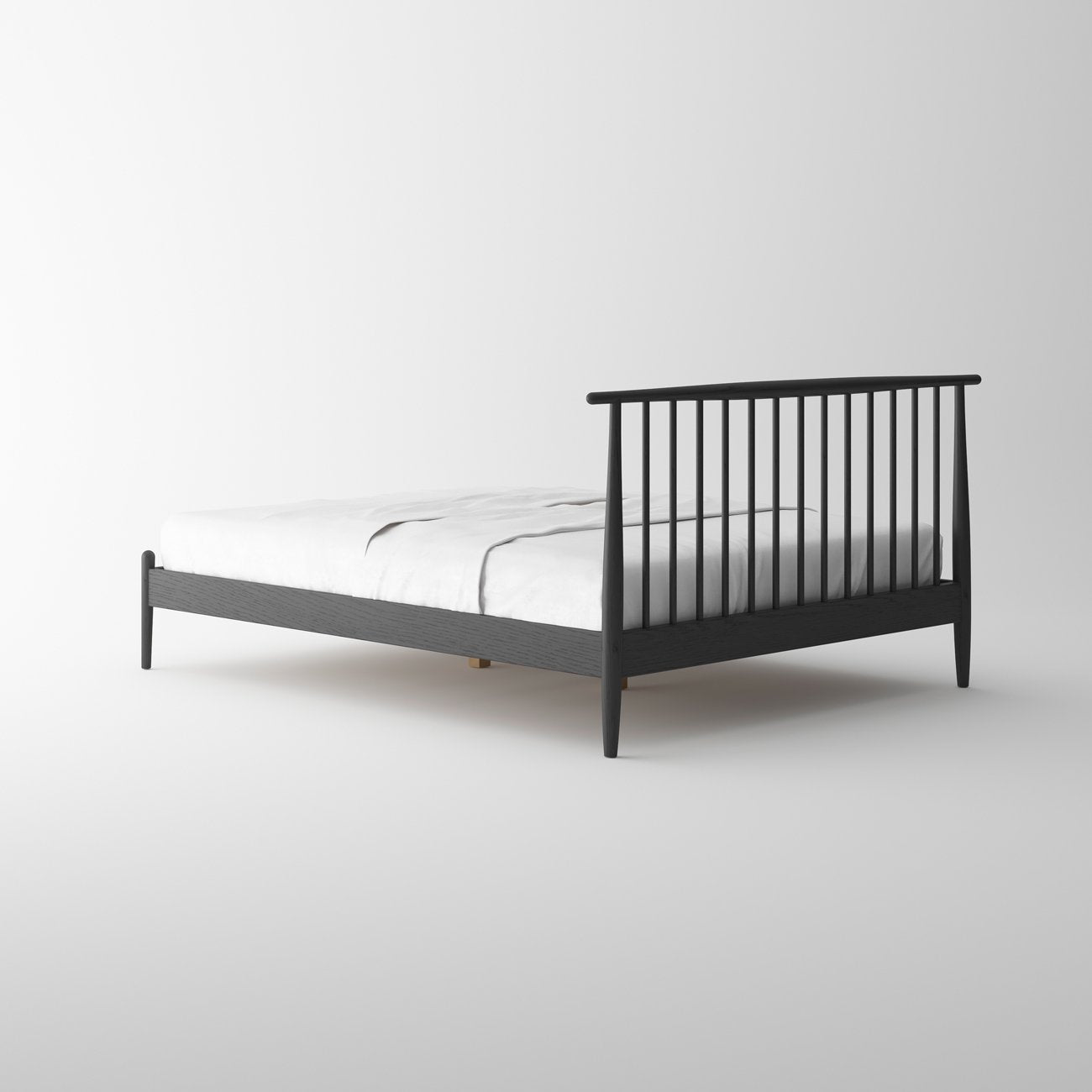 Voss Bed Frame Queen - Solid Oak/Black