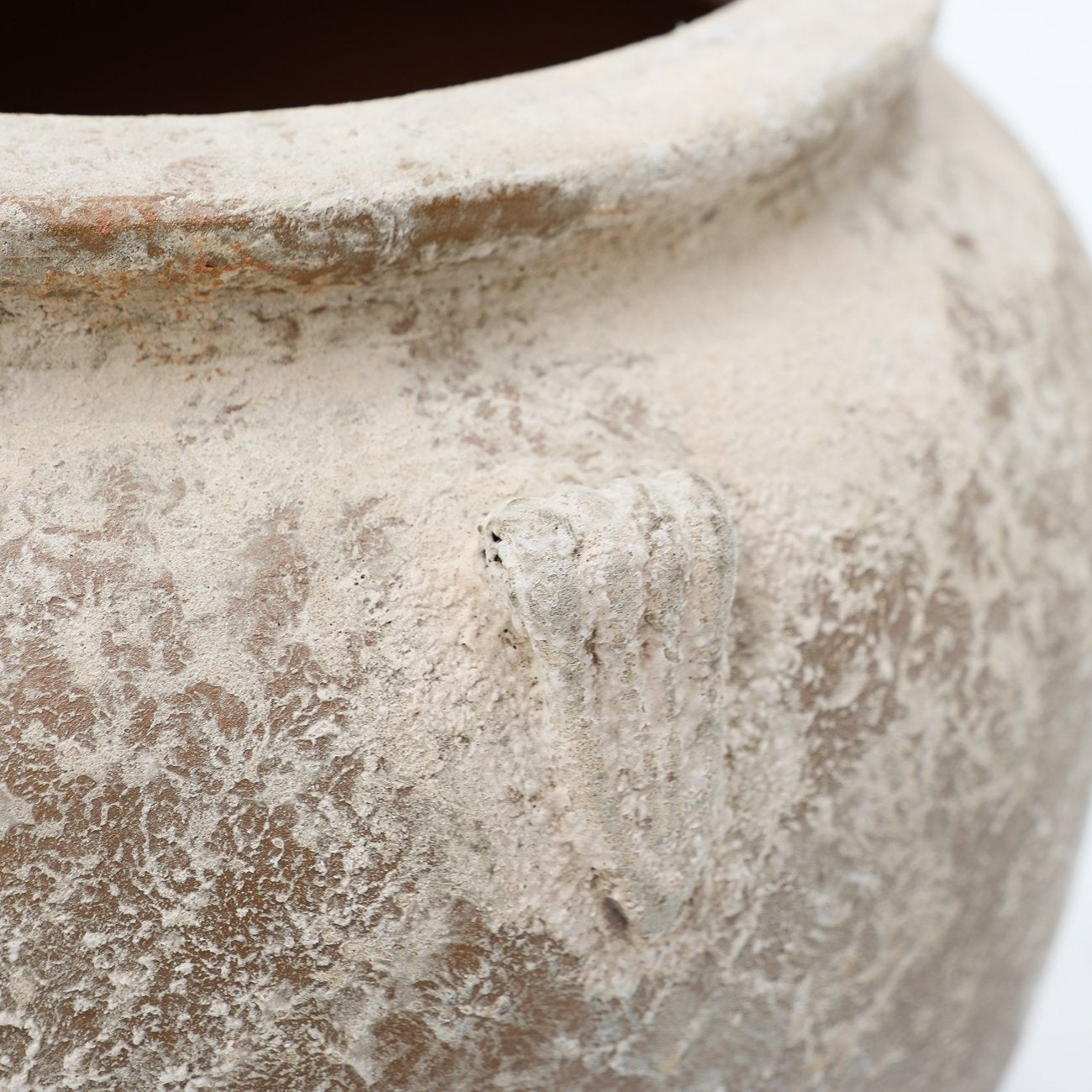 Gaia Planter with Lugs - Weathered Cream Wash - Large