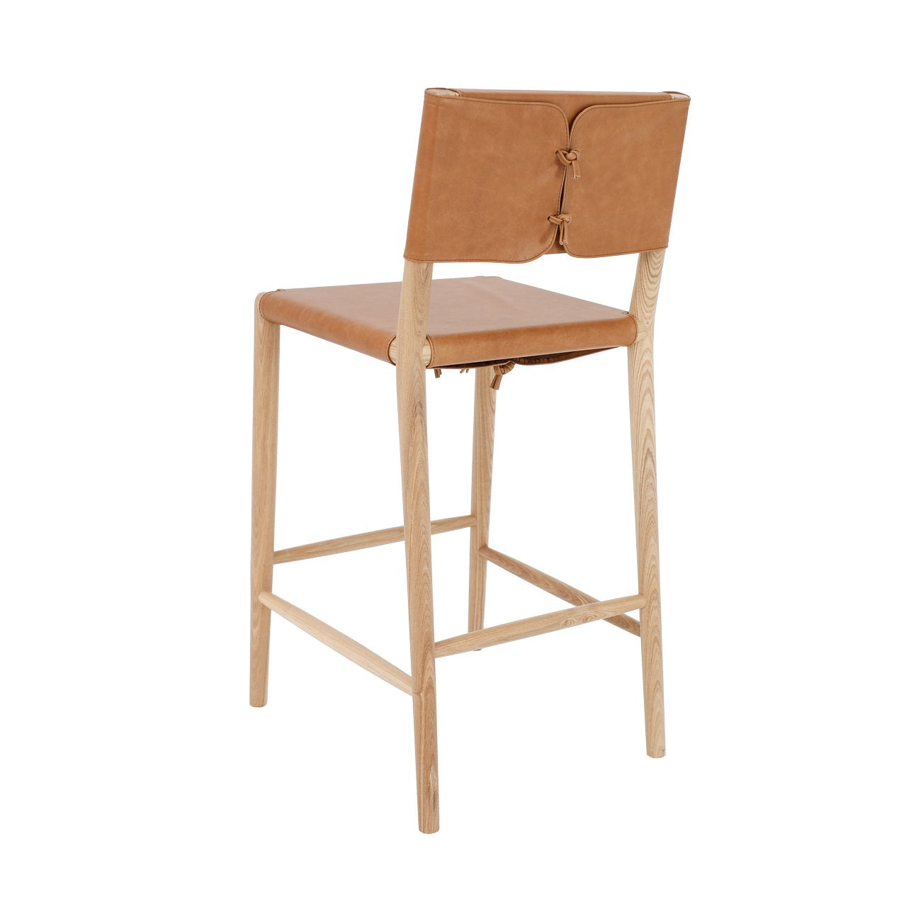 Brodie Leather Barstool with Ties - Tan