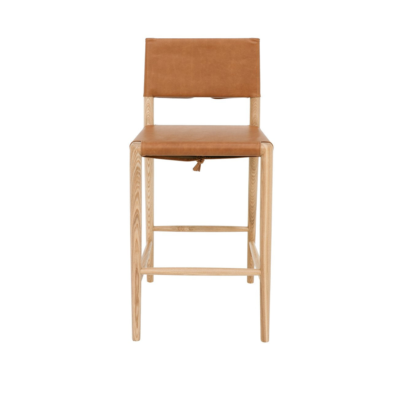 Brodie Leather Barstool with Ties - Tan