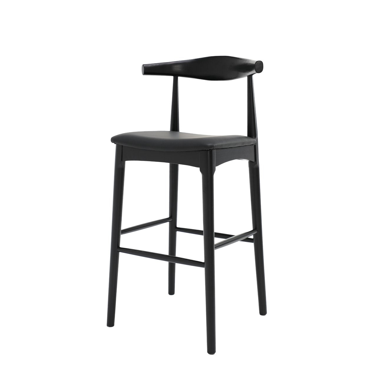 Bowen Barstool - 75cm - Black Frame / Black Leather
