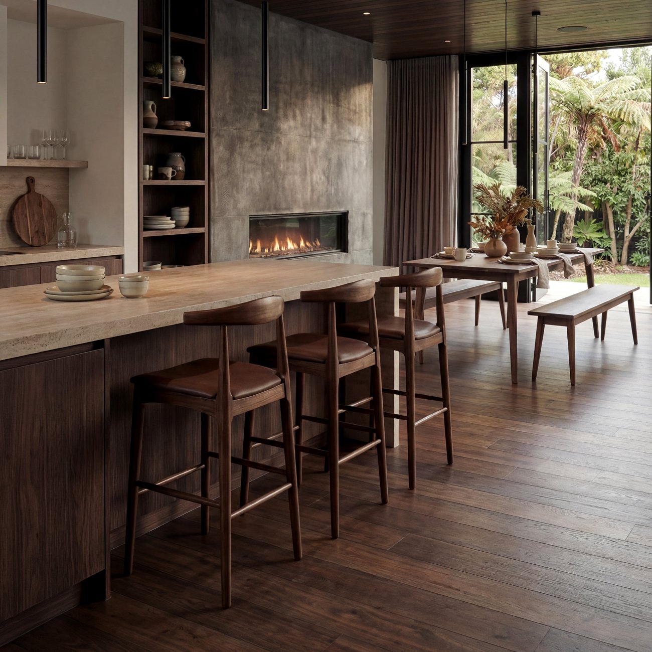 Bowen Barstool - 75cm - Brown Frame / Brown Leather