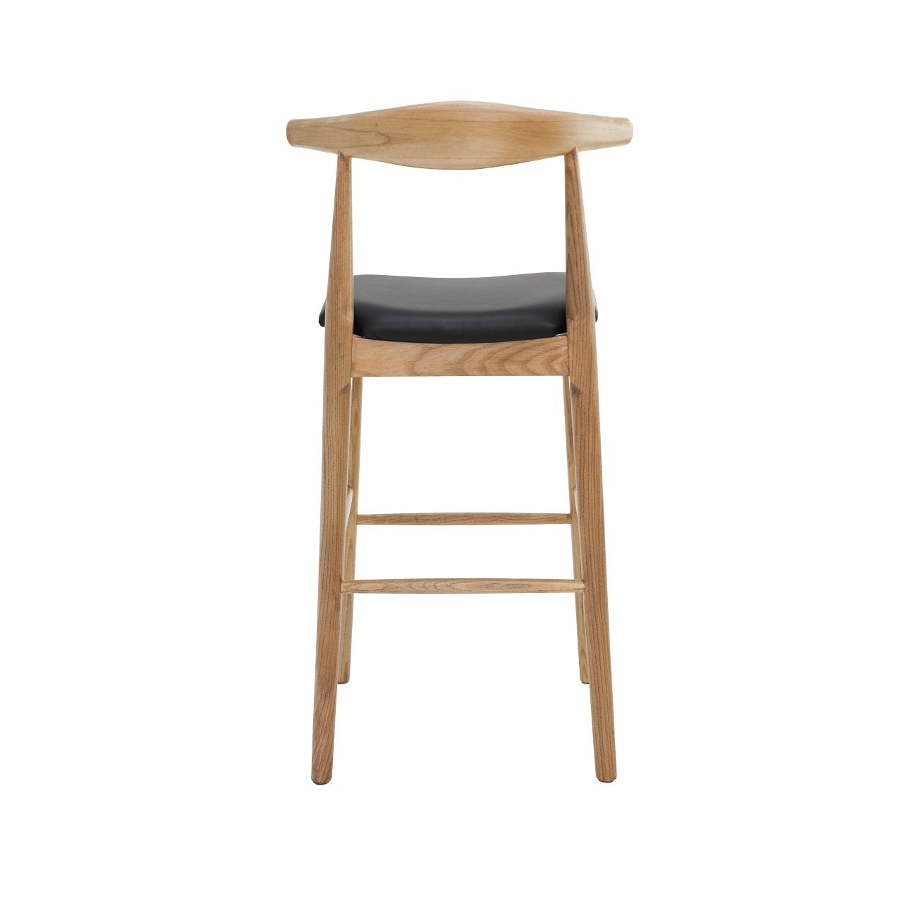 Bowen Barstool - 75cm - Natural Frame / Black Leather