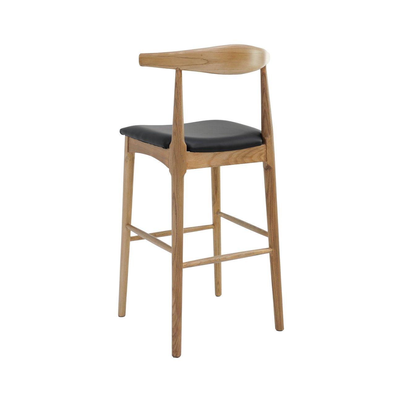 Bowen Barstool - 75cm - Natural Frame / Black Leather