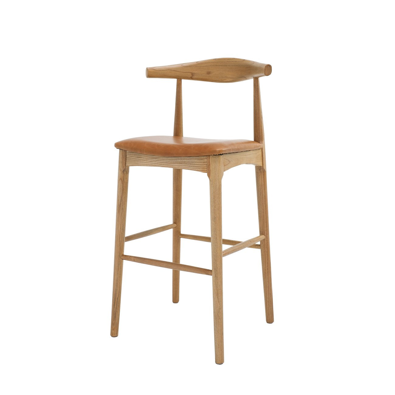 Bowen Barstool - 75cm - Natural Frame / Tan Leather