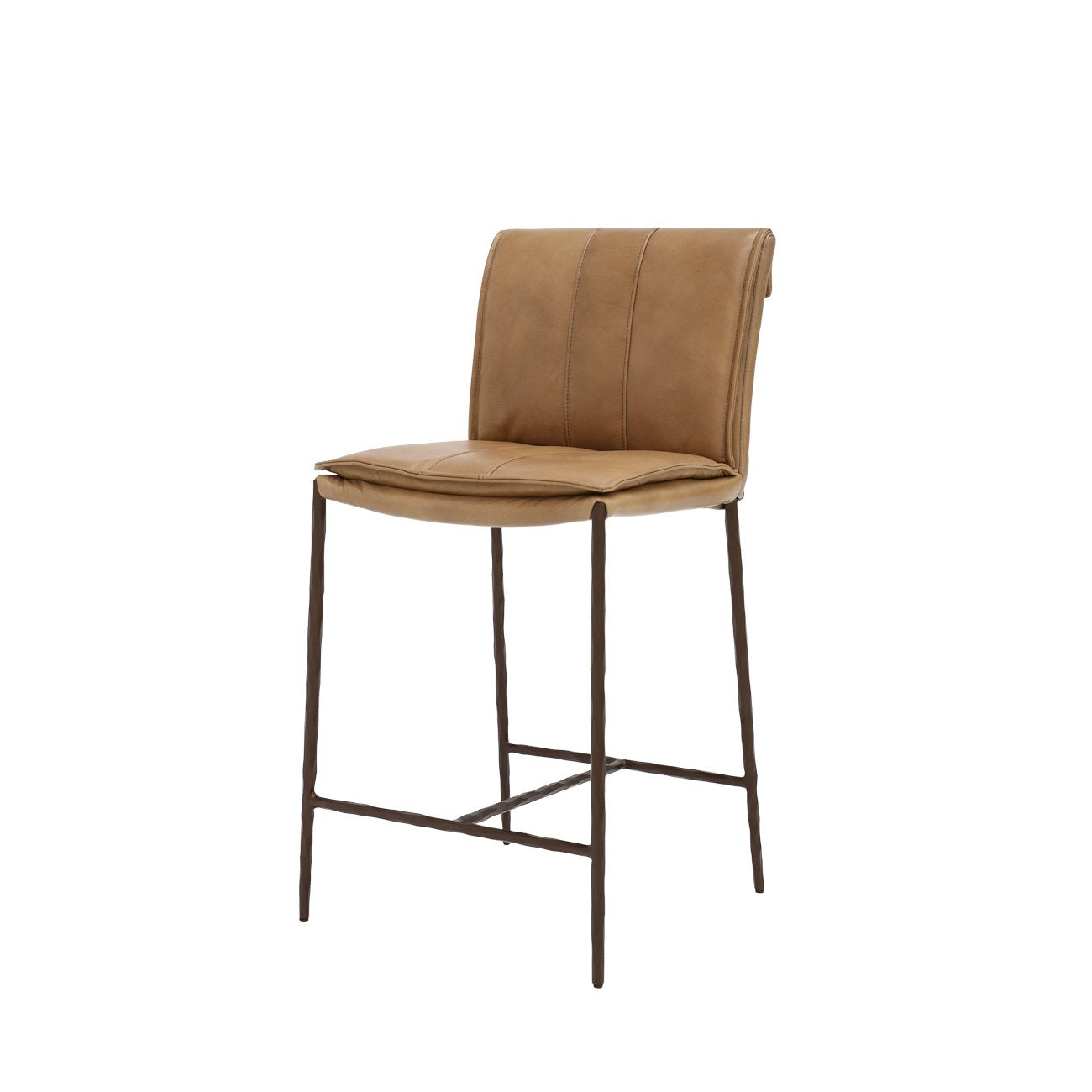 Foundry Leather Barstool - 65cm - Nutmeg
