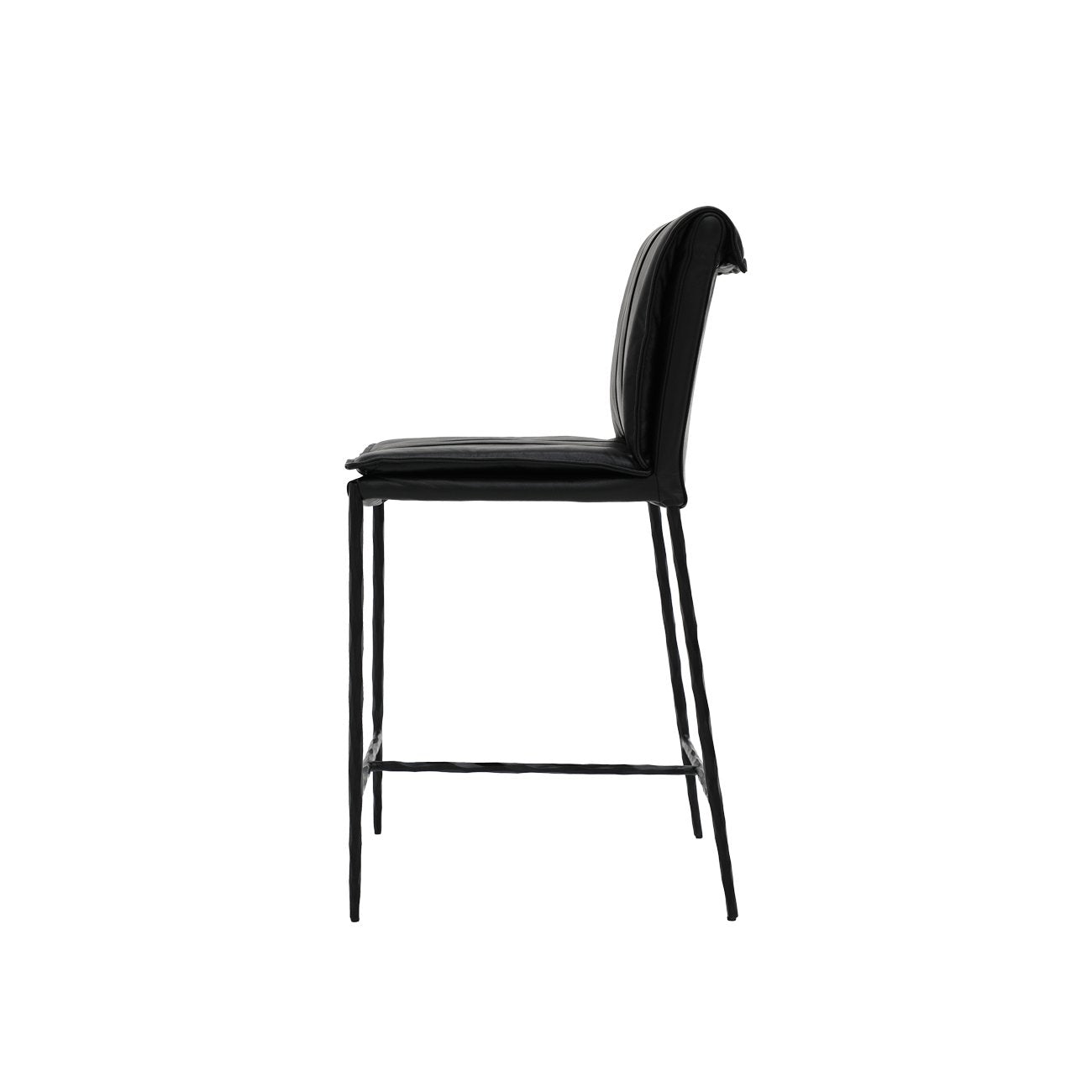 Foundry Leather Barstool - 65cm - Black